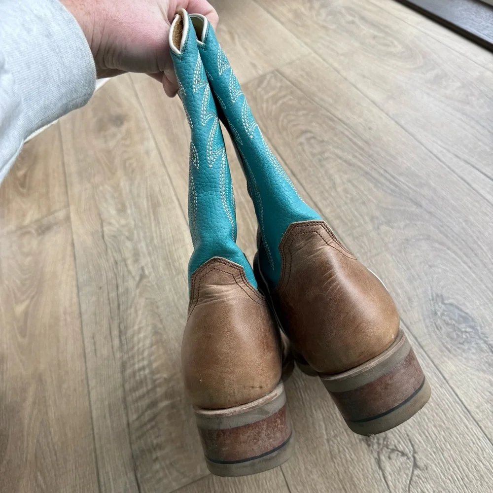 Roper Bart square toe cowboy boots turquoise men size 11 boots 9991